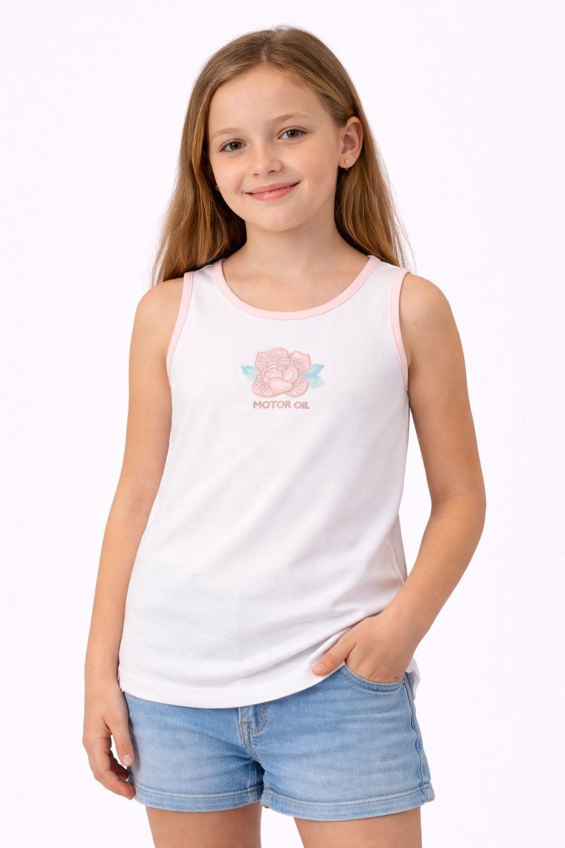 Remera Musculosa con Rosa Bordada
