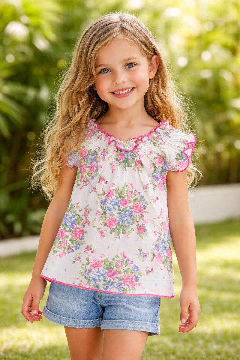 Remera Tipo Paisana Estampado Floreado