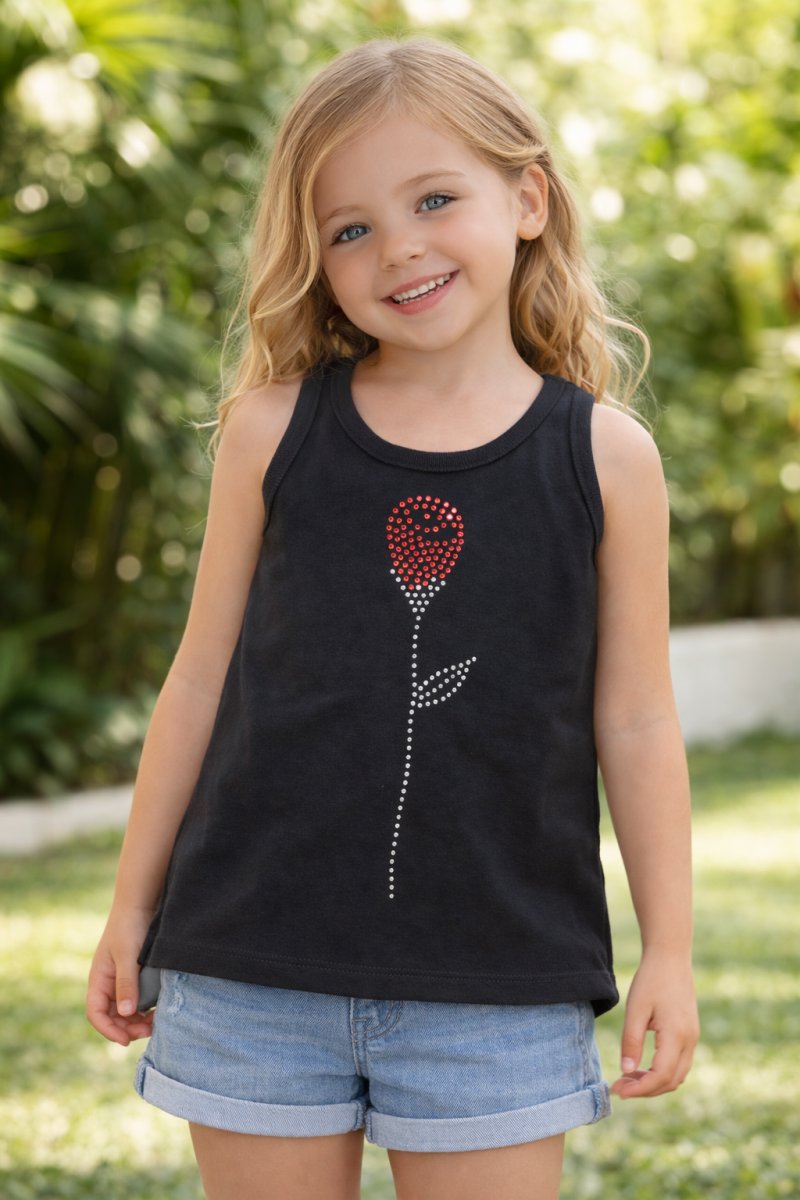 Remera Musculosa Con Tachas en Forma de Rosa