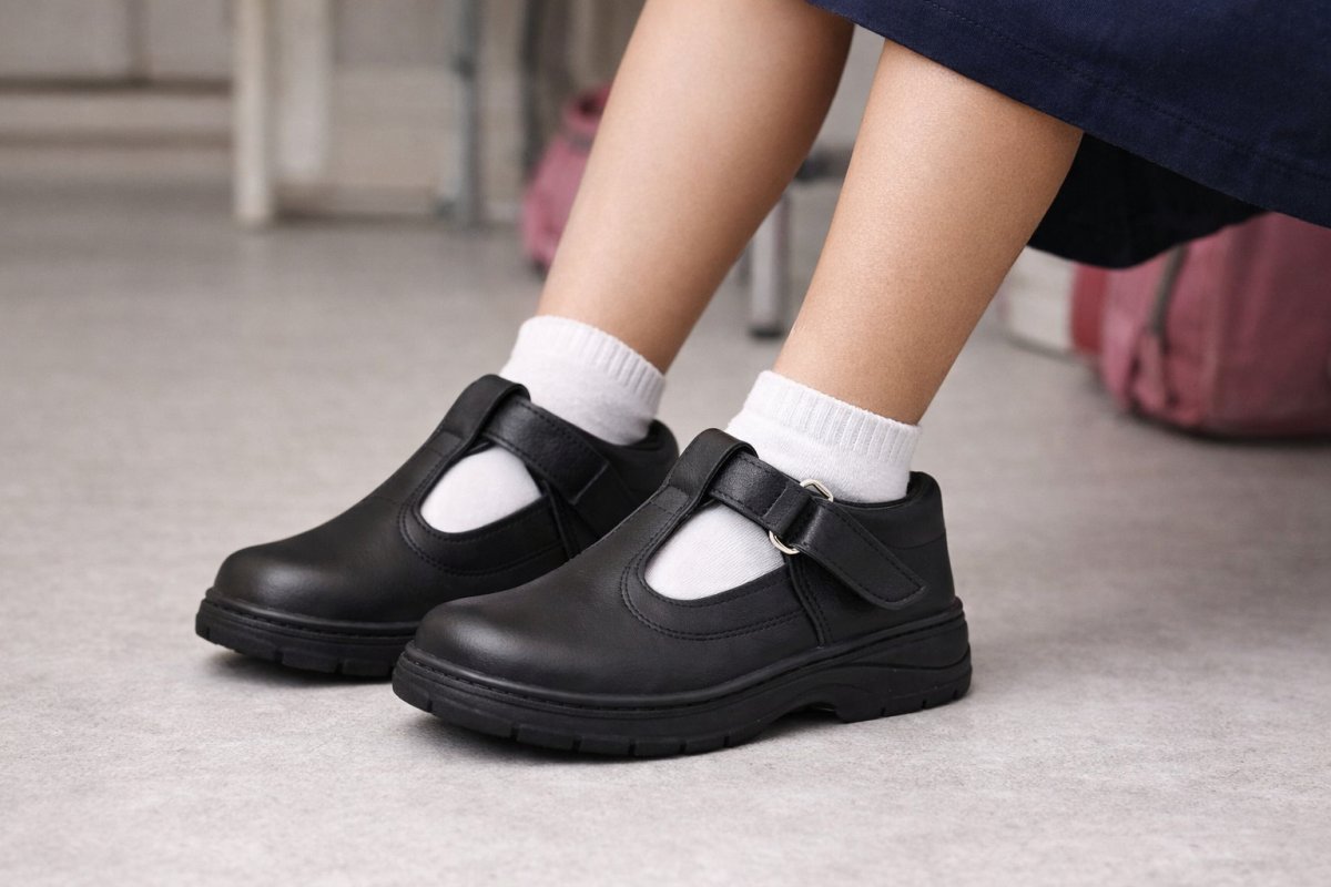 Guillermina Zapatos Colegial Cosido Ecocuero Velcro -  Abrojo