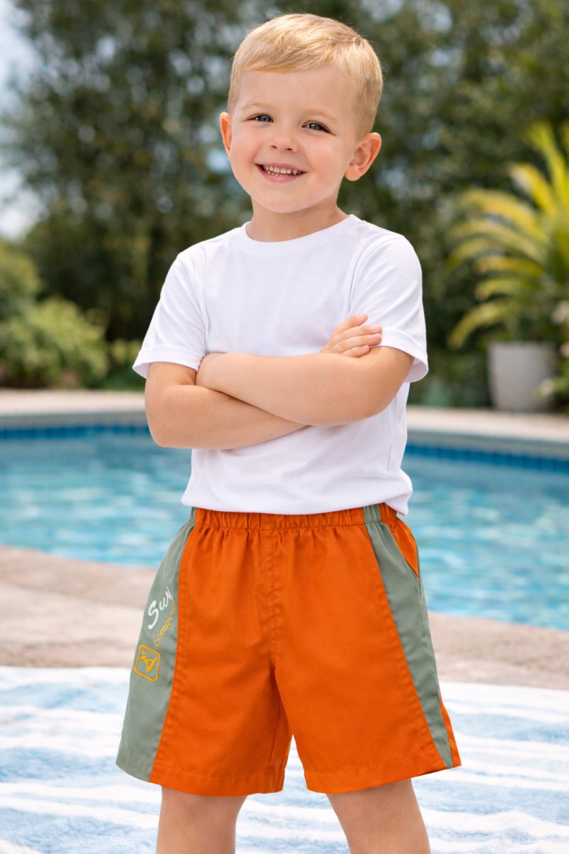 Short de Baño Bordado Surf Competition Con Bolsillos Lateral