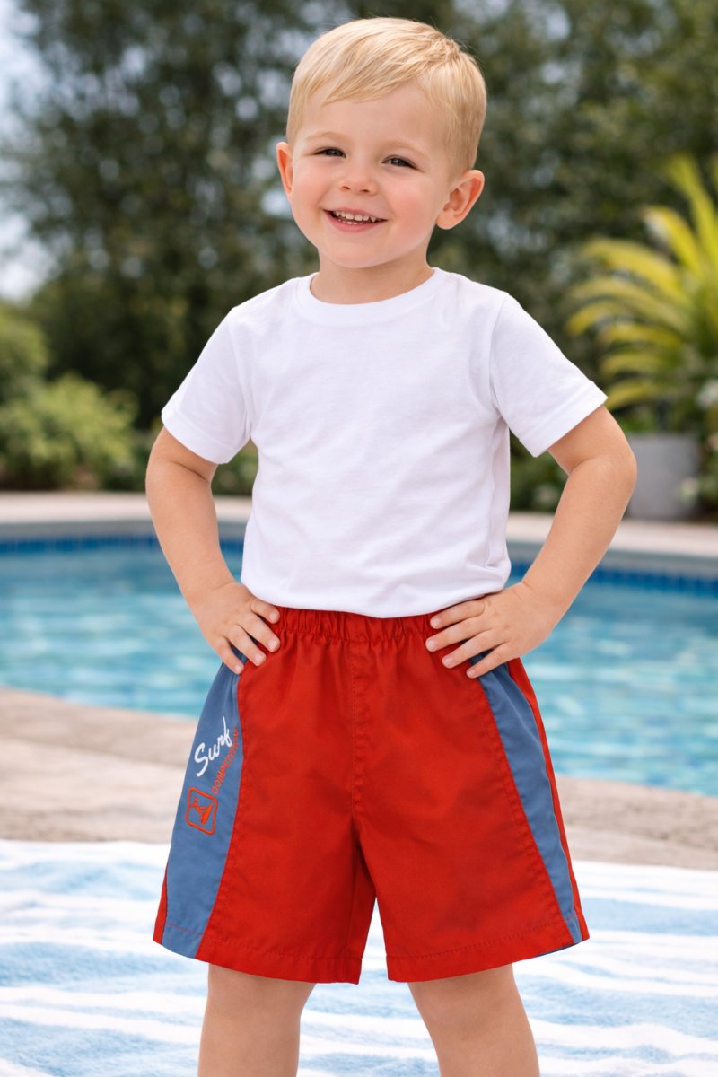 Short de Baño Bordado Surf Competition Con Bolsillos Lateral