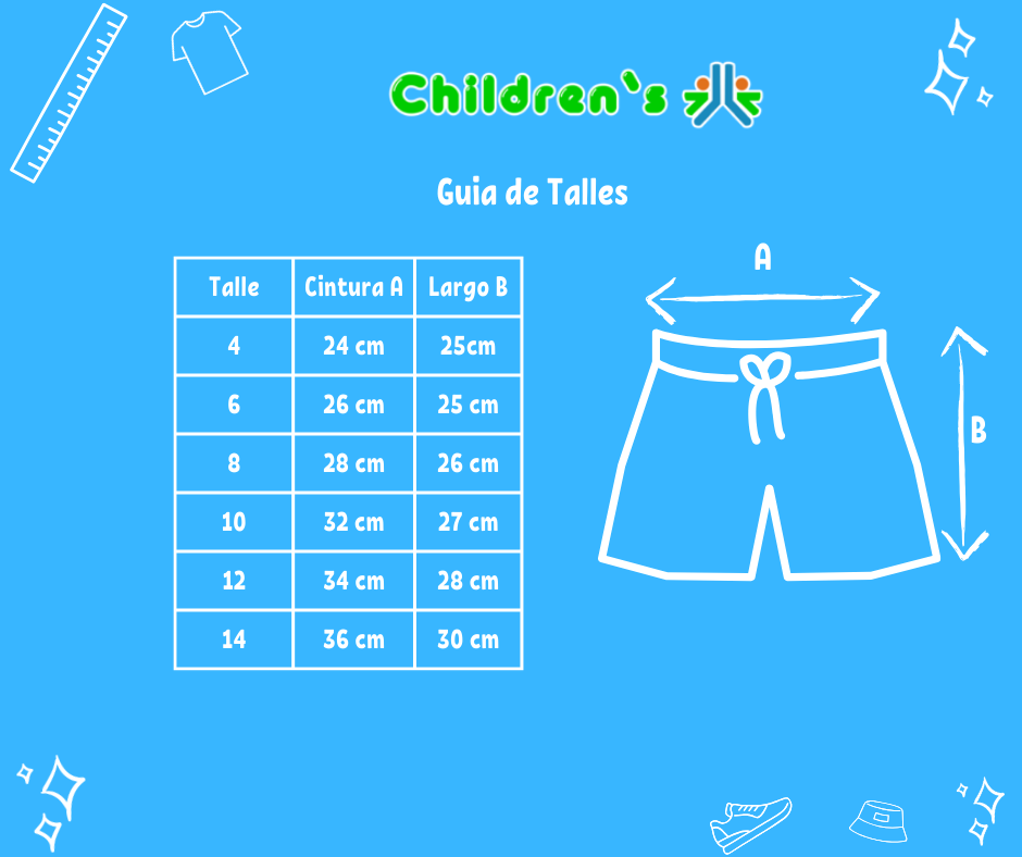 Guia de talles Short Gabardina Elaztizado Estampado Con Flores