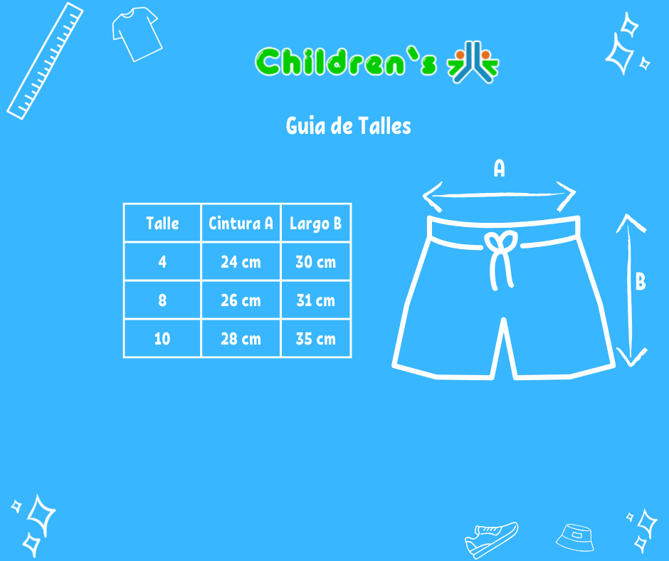 Guia de talles Short Con Cintura Elastizada Con lazo Poplin Estampado