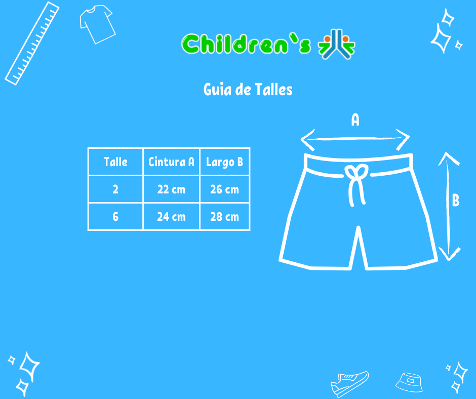 Guia de talles Short Pique Estampado Con Cintura Elastizado