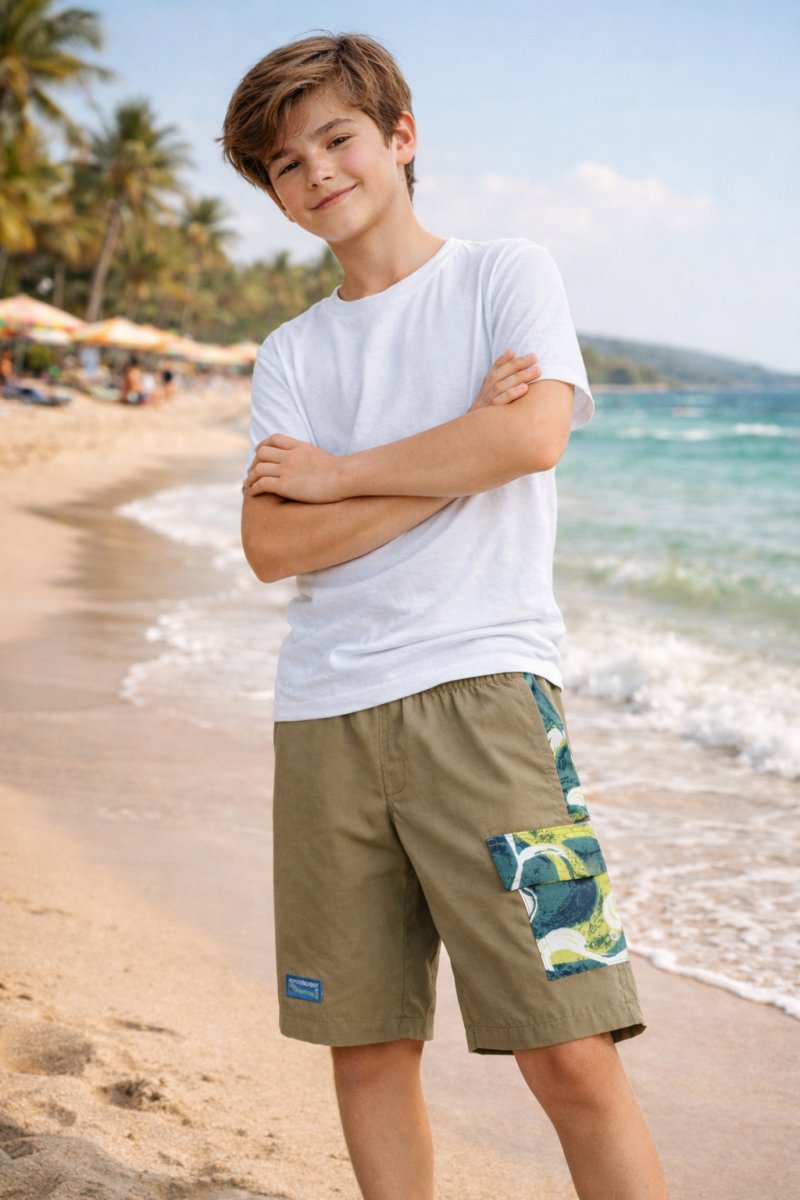 Bermuda de Baño Combinado Estampado Con Suspensor