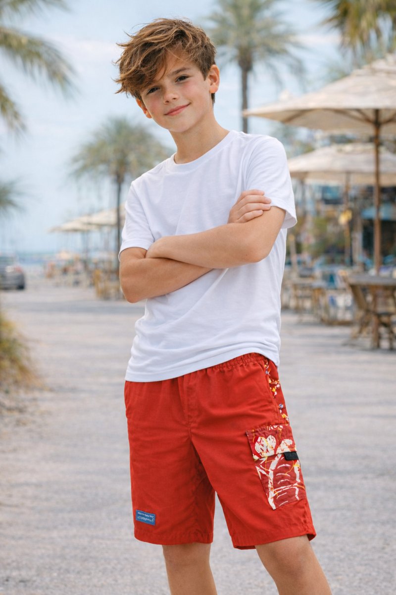 Bermuda de Baño Combinado Estampado Con Suspensor