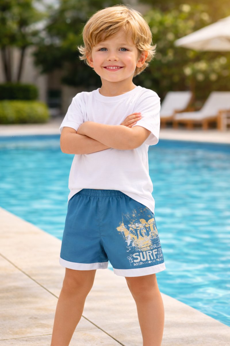 Short de Baño Estampado Microfifra Con Cintura Elastizada