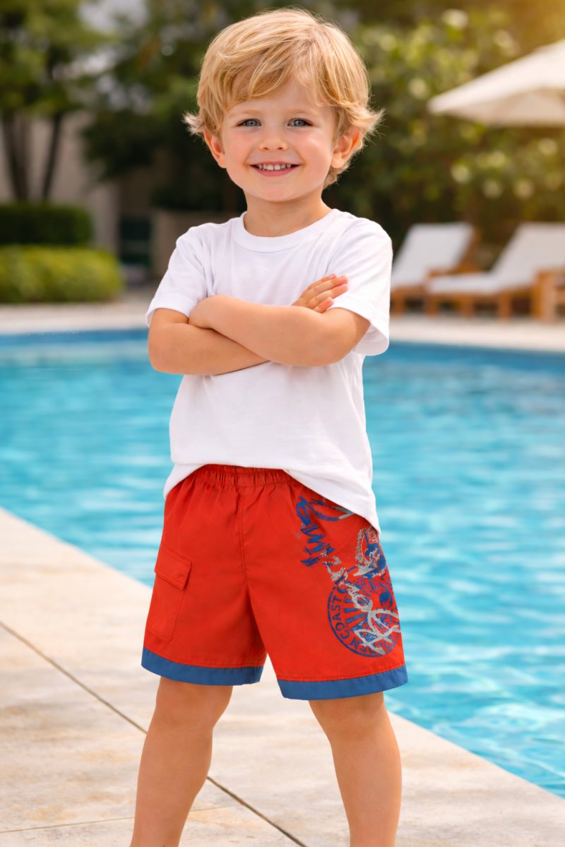 Short de Baño Estampado Microfifra Con Cintura Elastizada