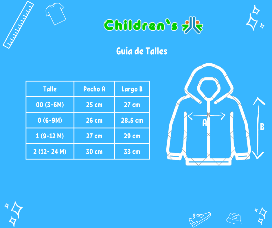 Guia de talles Campera Friza Frisa Con Capucha