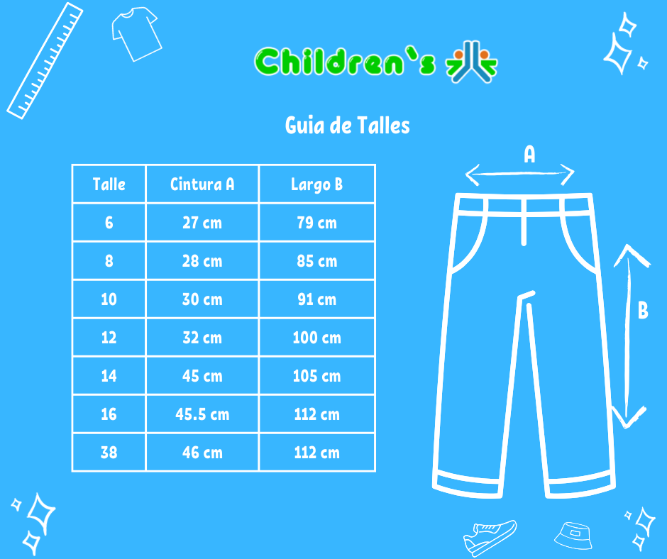 Guia de talles Pantalon Gabardina Liso