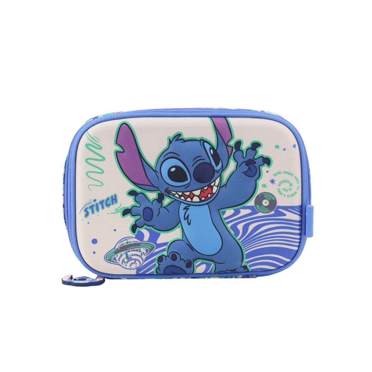 Cartuchera Stitch - 1 Division - Frente En Relieve 3D