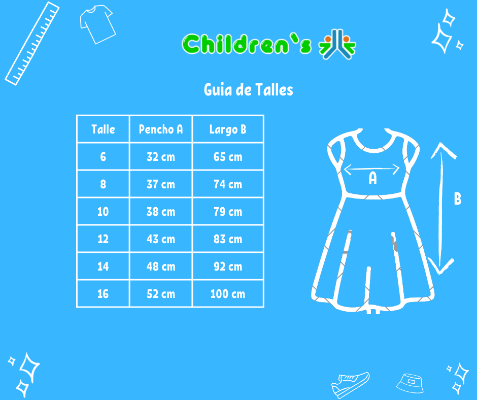Guia de talles Jumper  Colegial  Gabardina o Sarga