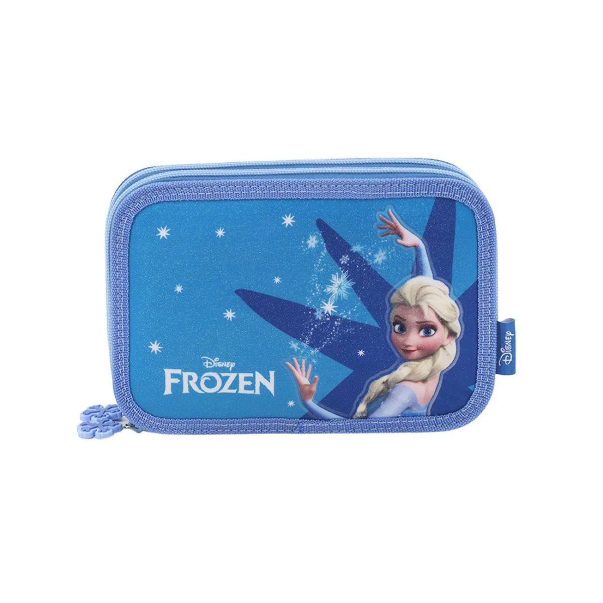 Cartuchera Elsa Frozen - 2 Divisiones - Frente Con Glitter