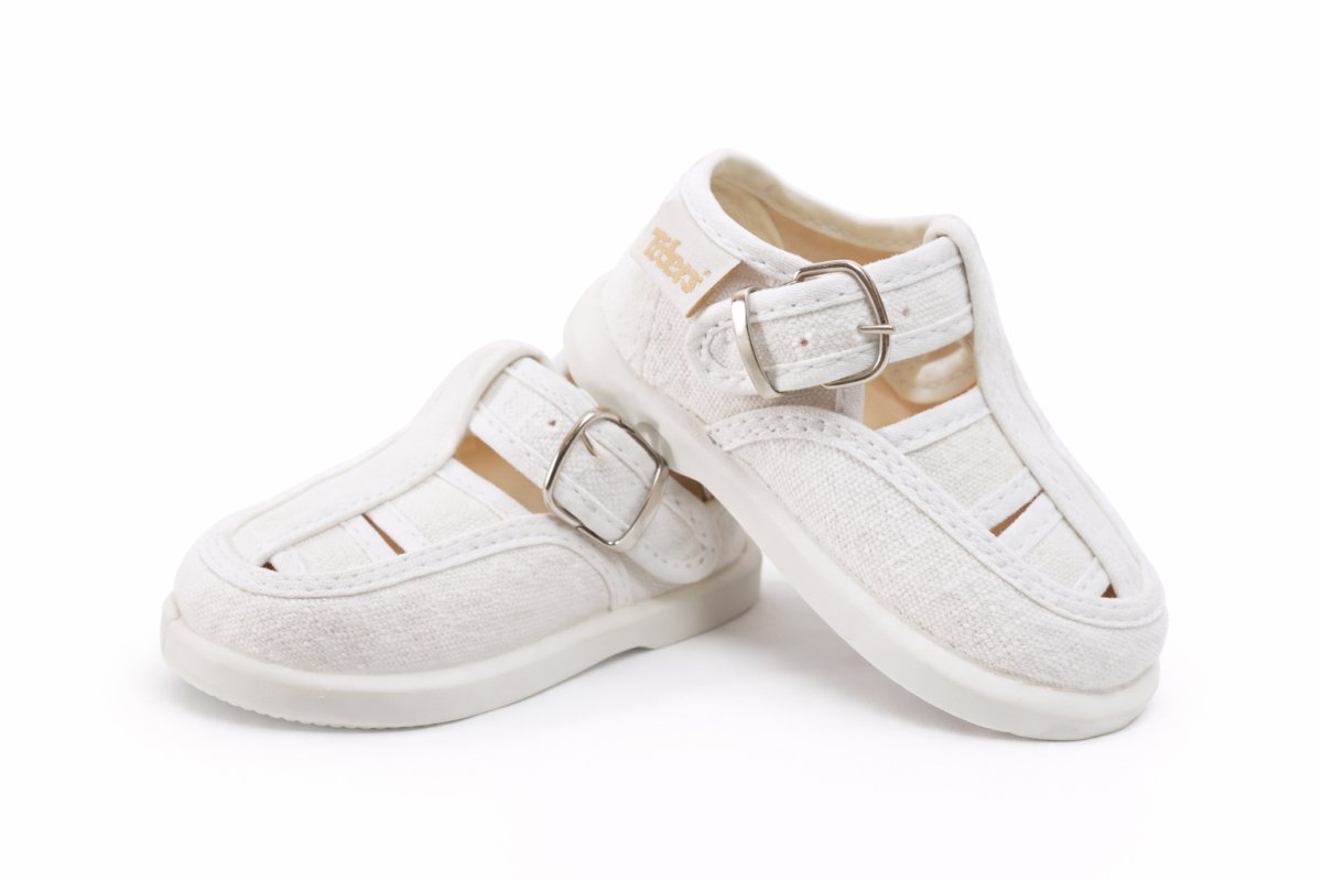 Zapatilla Sandalia de  Lona Tipo Franciscana Con Hebilla