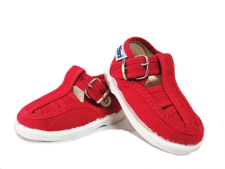 Zapatilla Sandalia de  Lona Tipo Franciscana Con Hebilla