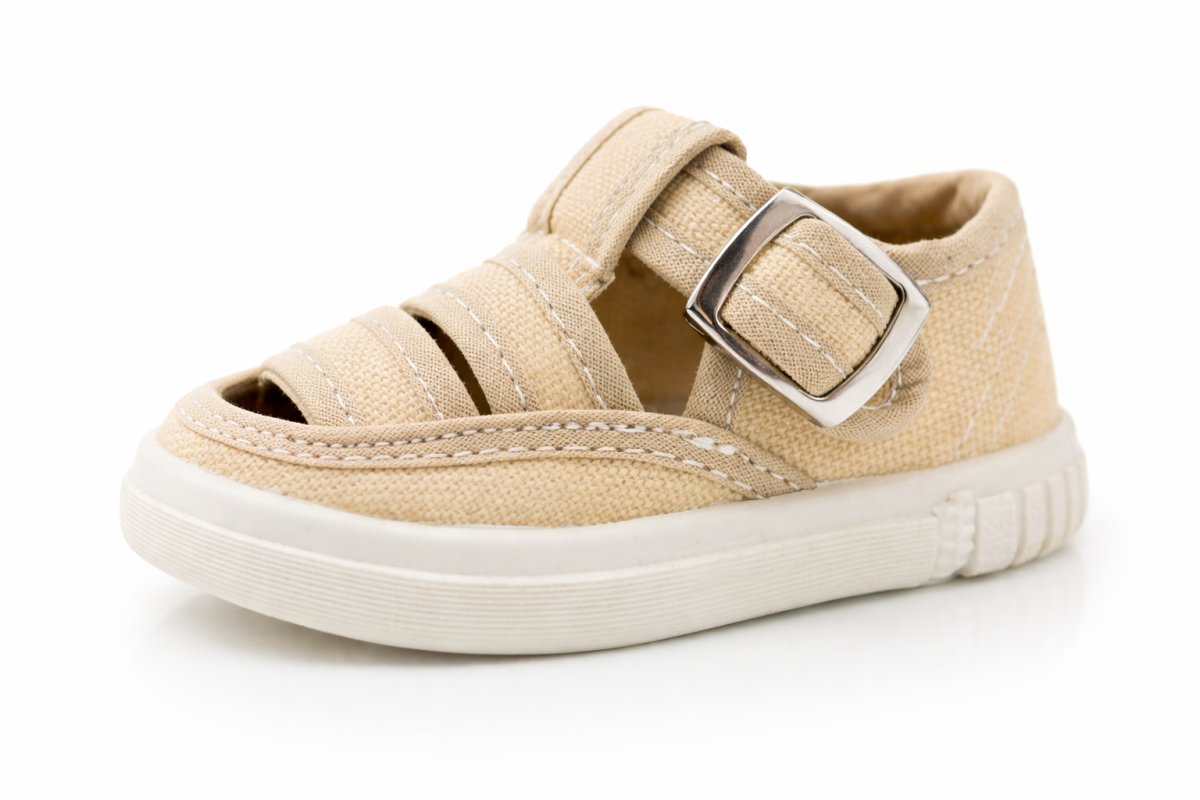 Zapatilla Sandalia de  Lona Tipo Franciscana Con Hebilla