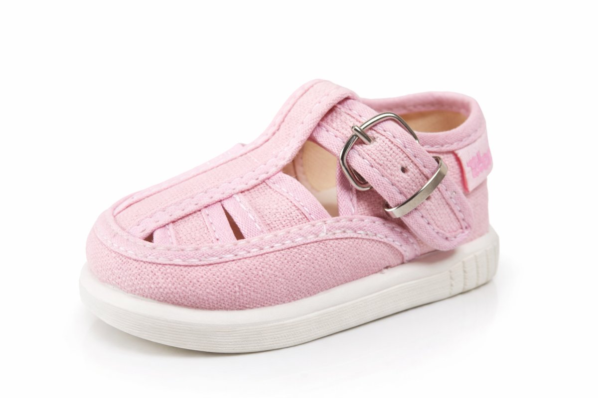 Zapatilla Sandalia de  Lona Tipo Franciscana Con Hebilla