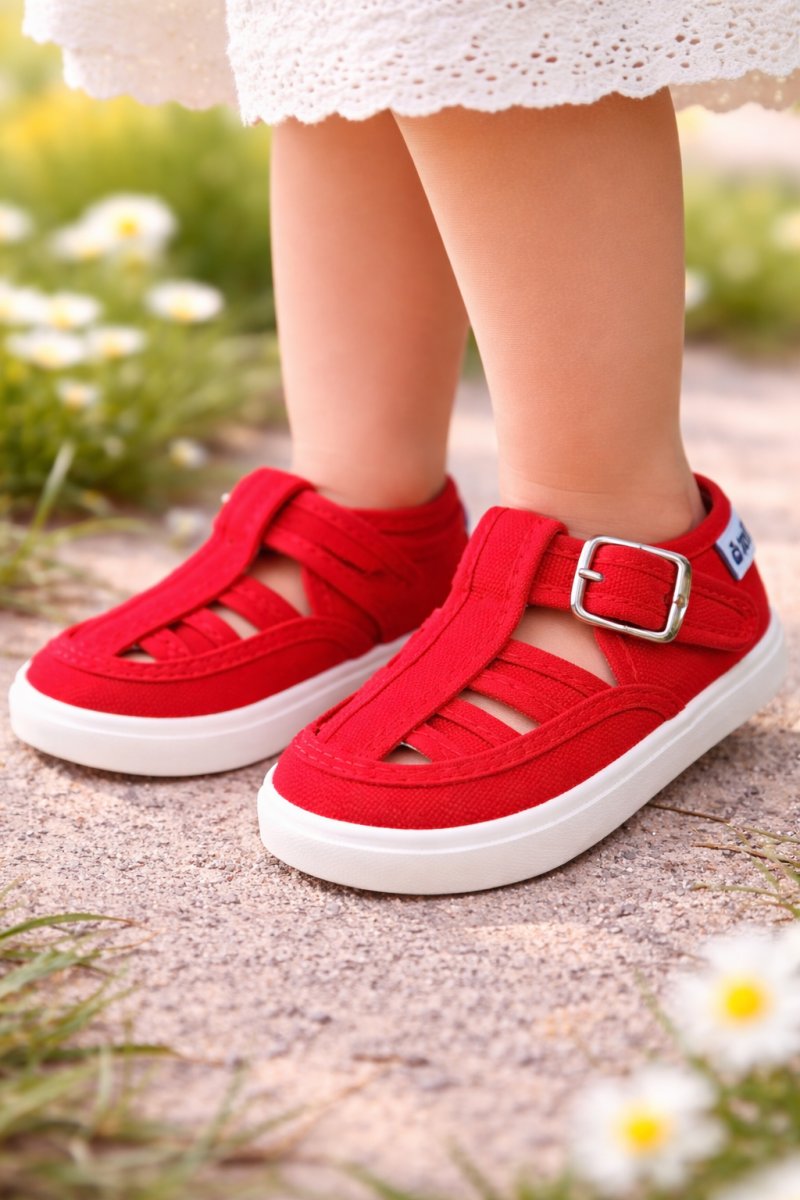 Zapatilla Sandalia de  Lona Tipo Franciscana Con Hebilla