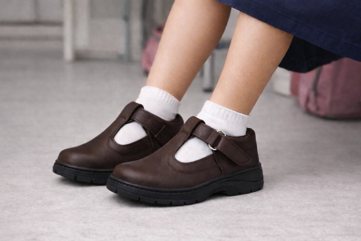 Guillermina Zapatos Colegial Cosido Ecocuero Velcro -  Abrojo