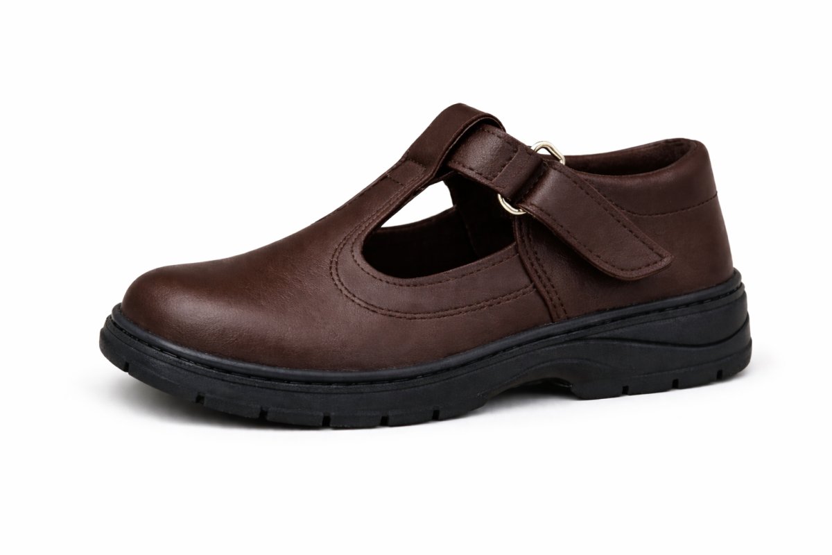 Guillermina Zapatos Colegial Cosido Ecocuero Velcro -  Abrojo