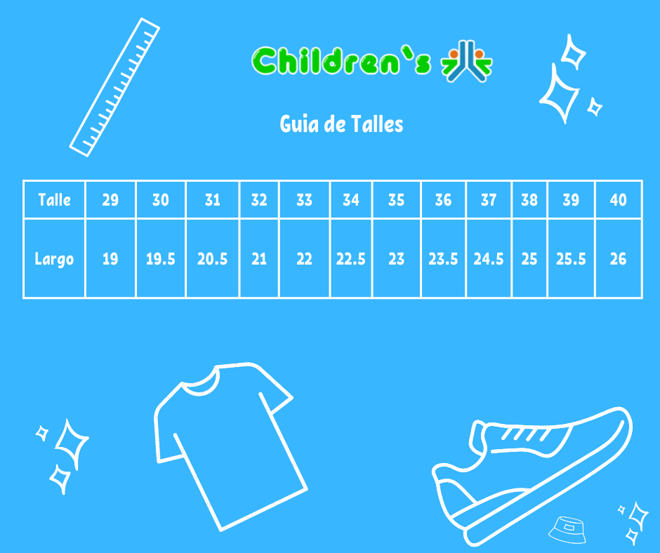 Guia de talles Guillermina Zapatos Colegial Cosido Ecocuero Velcro -  Abrojo