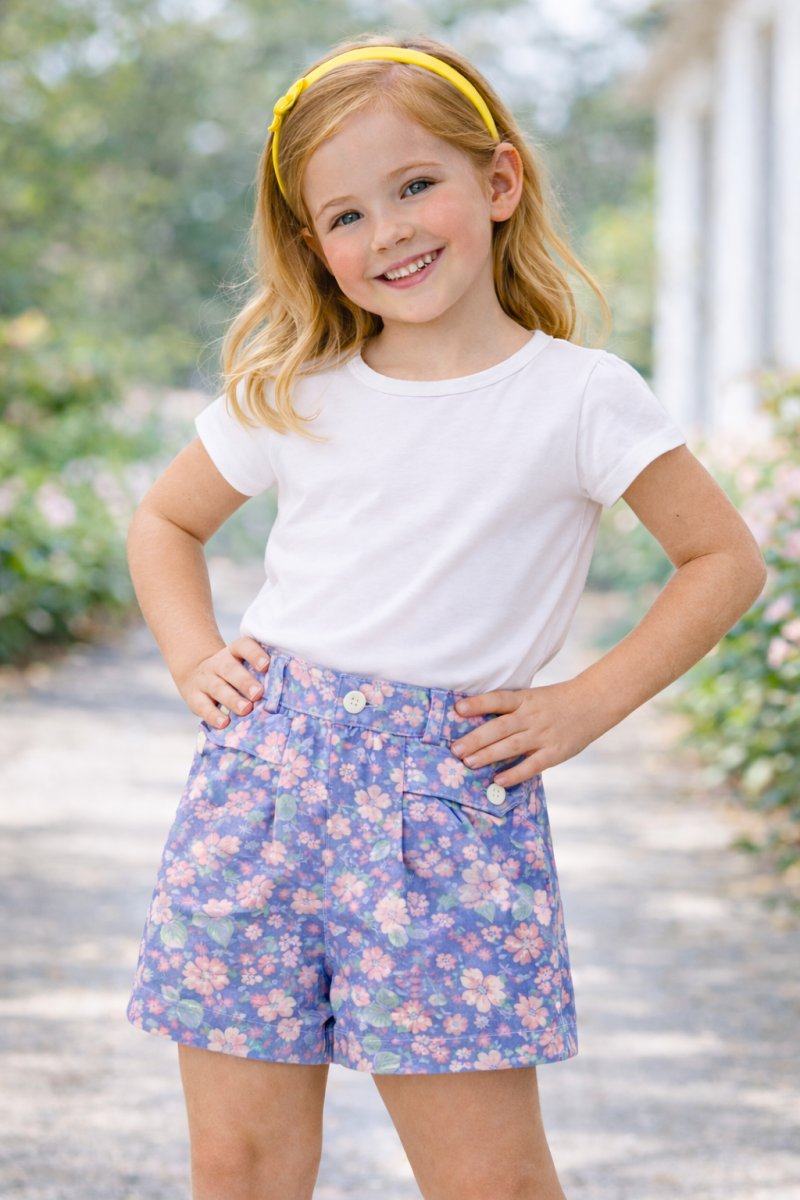 Short Gabardina Estampada con Cintura Elastizada