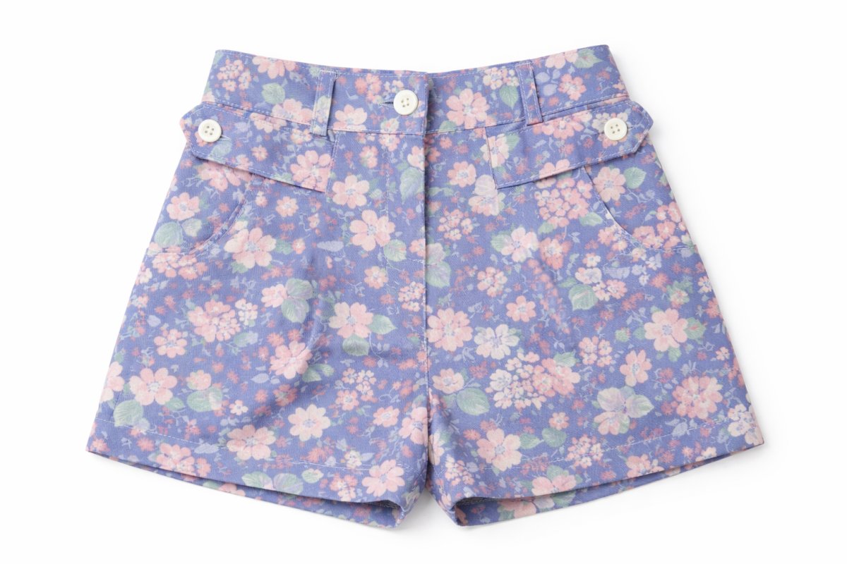 Short Gabardina Estampada con Cintura Elastizada