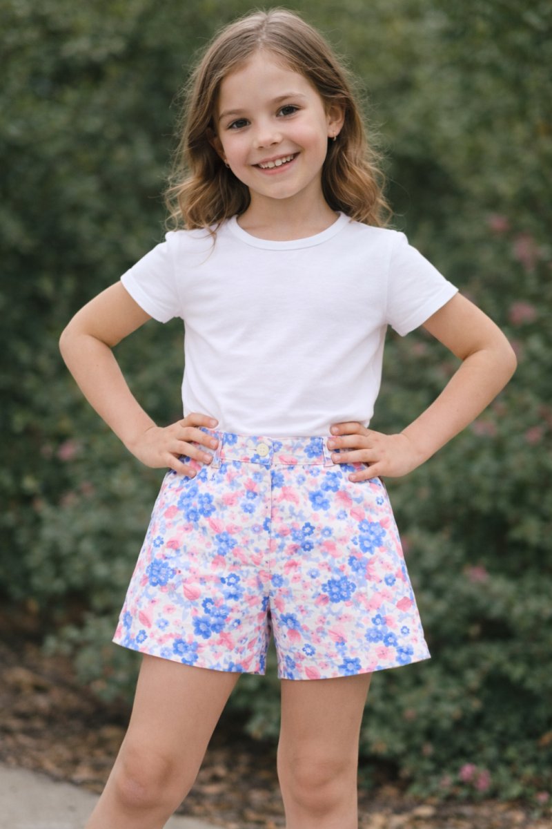 Short Gabardina Estampada con Cintura Elastizada