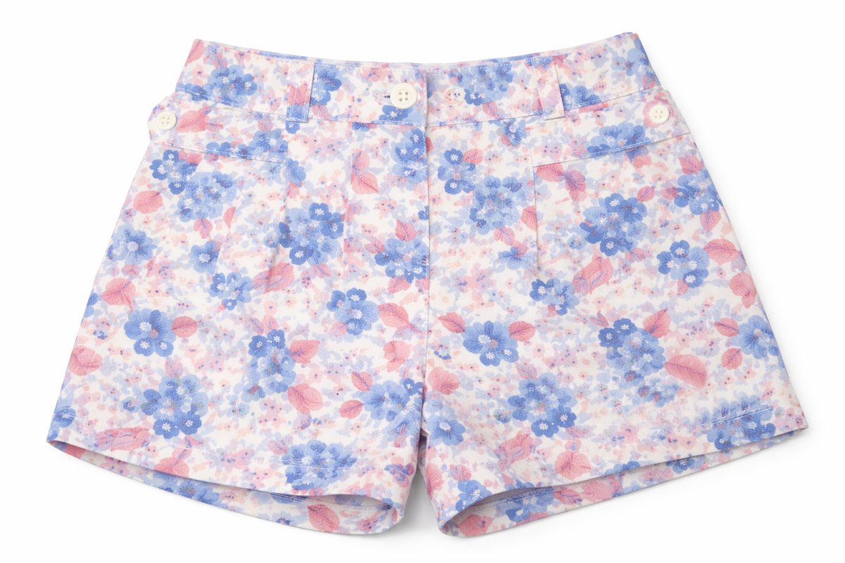 Short Gabardina Estampada con Cintura Elastizada