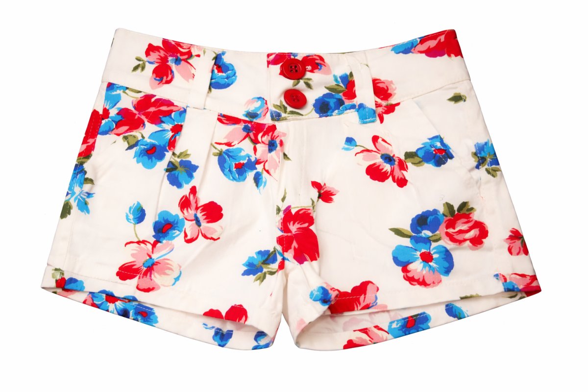 Short Gabardina Elaztizado Estampado Con Flores