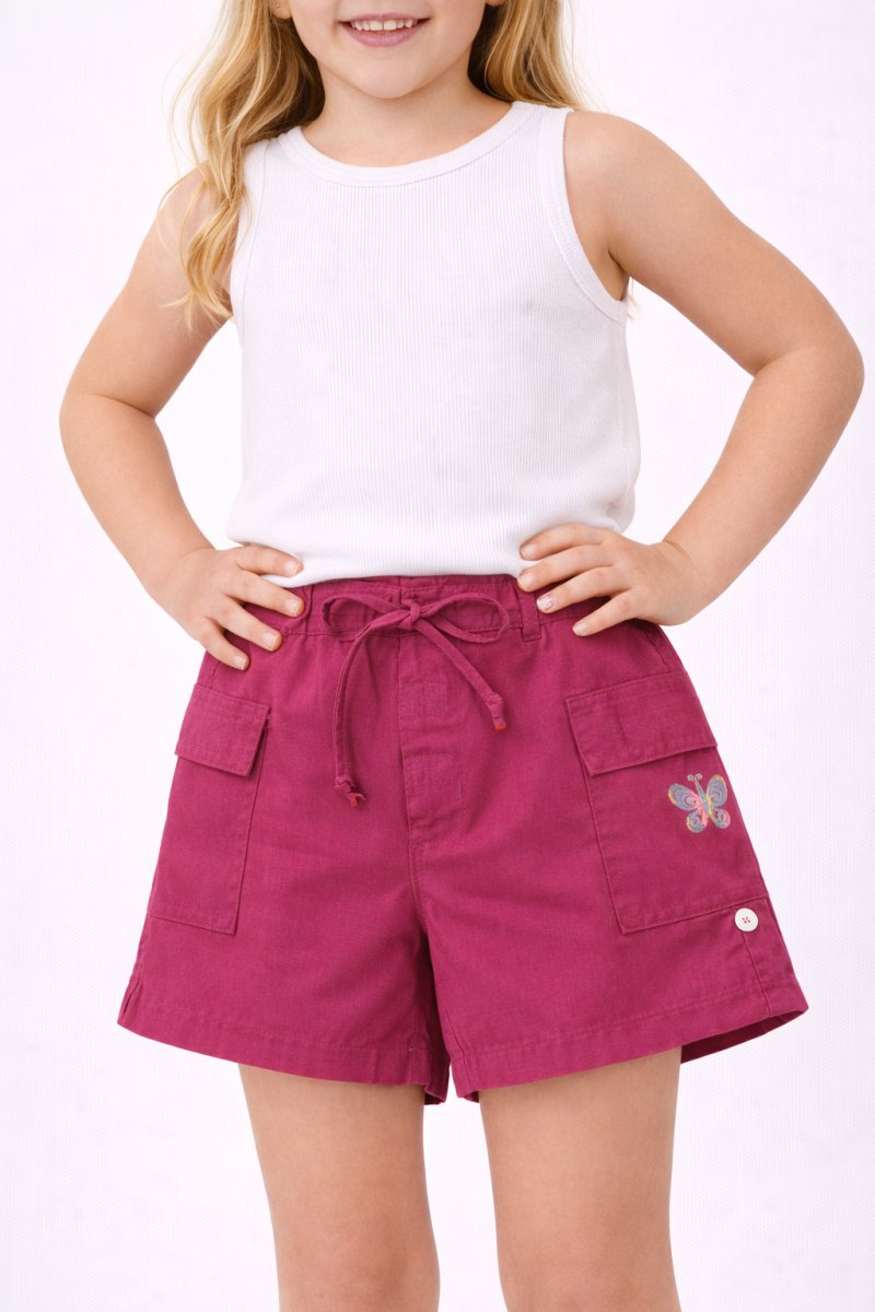 Short Tela Tipo Cargo Estampado Mariposa