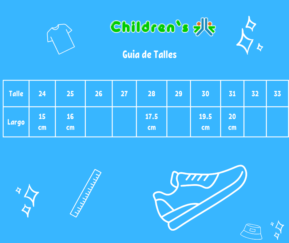 Guia de talles Zapato Colegial Canadiense con Cordon