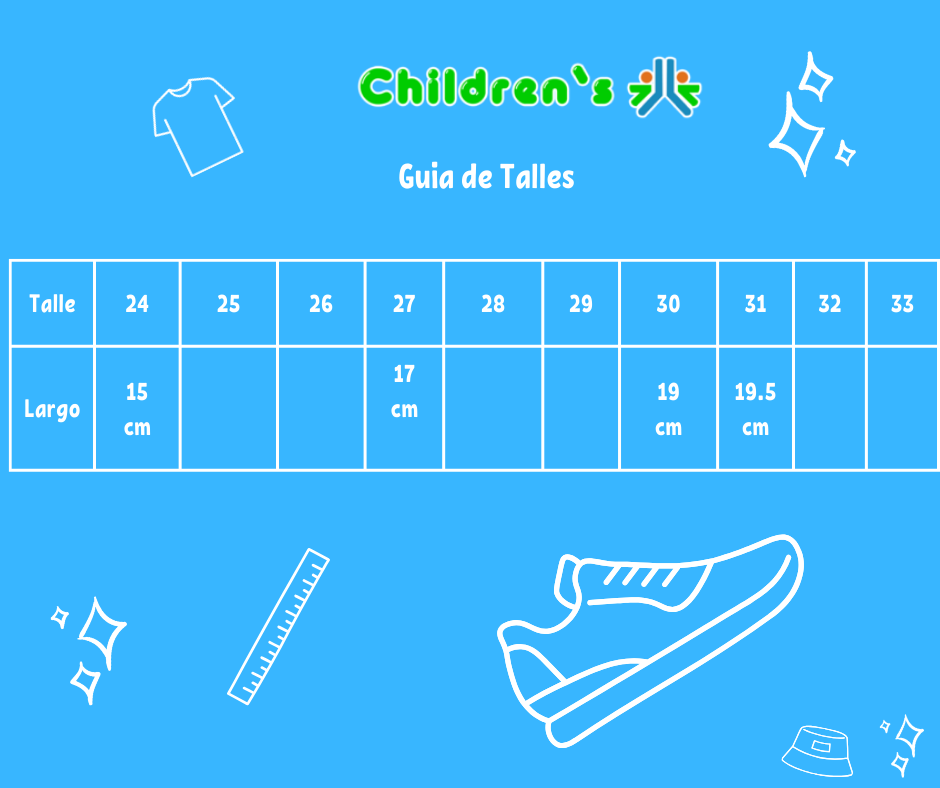 Guia de talles Zapato Colegial Canadiense con Cordon