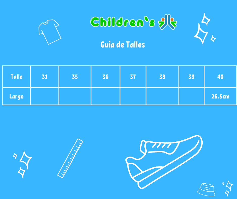 Guia de talles Zapato Colegial Canadiense Con Cordon