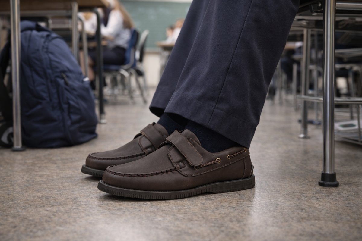 Zapato Calzado Colegial Nautico Velcro - Abrojo