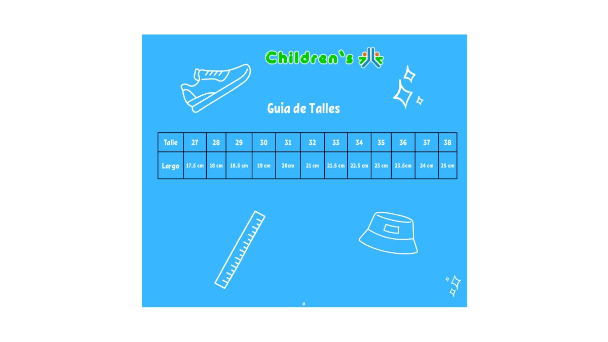 Guia de talles Guillermina Velcro Forradas