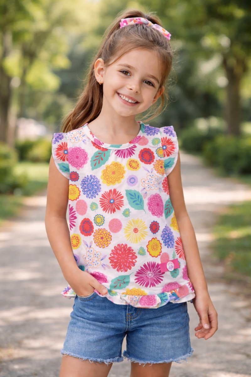 Remera Estampada Floreada Nena Manga Japonesa