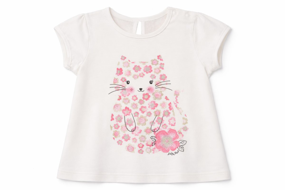 Remera Manga Corta para Nena Estampado Gatito