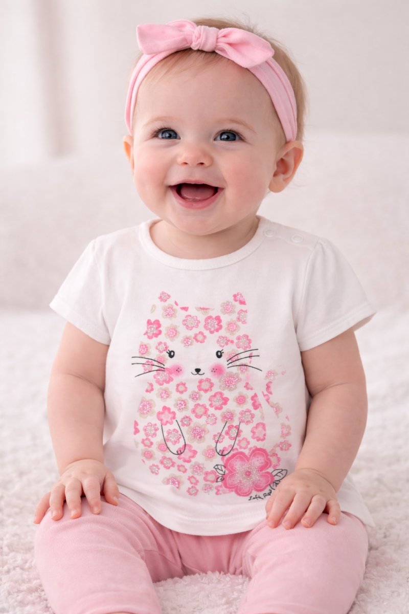 Remera Manga Corta para Nena Estampado Gatito