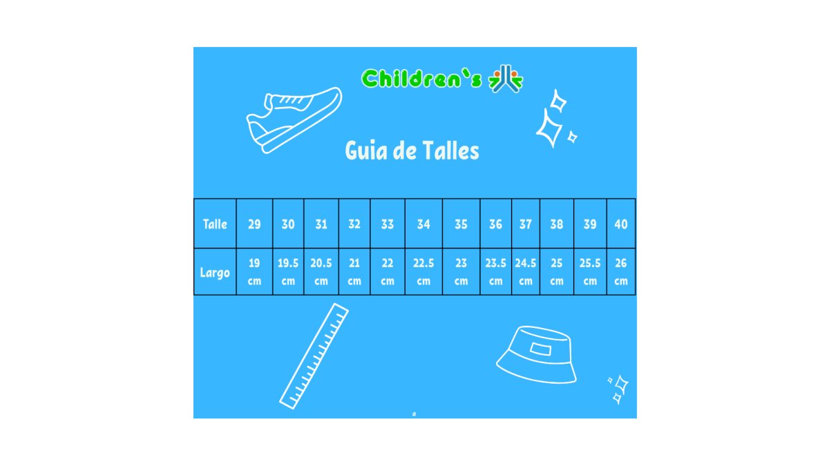 Guia de talles Zapato Colegial Cosido Ecocuero velcro