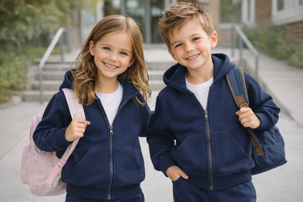 Campera Frisa Colegial c/Bolsillos/Capucha y Puños