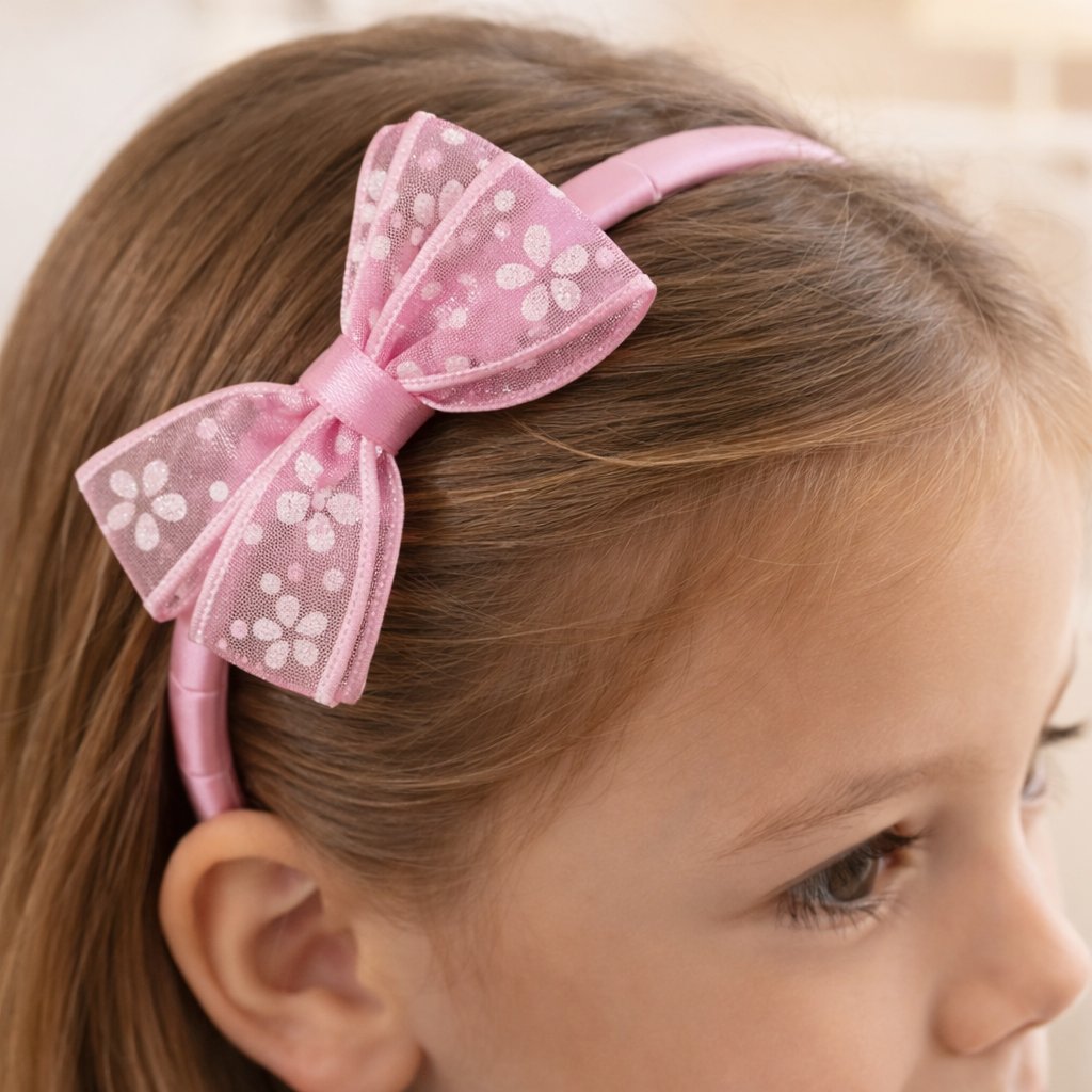 Vincha Rigida con Aplique y Diseño de Flor, Moño  colores  Varios