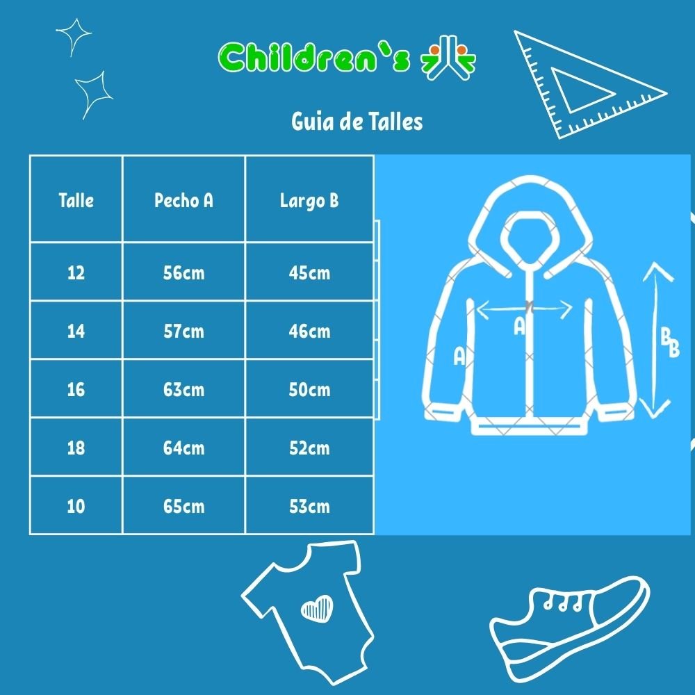 Guia de talles Buzo Friza Premium Canguro