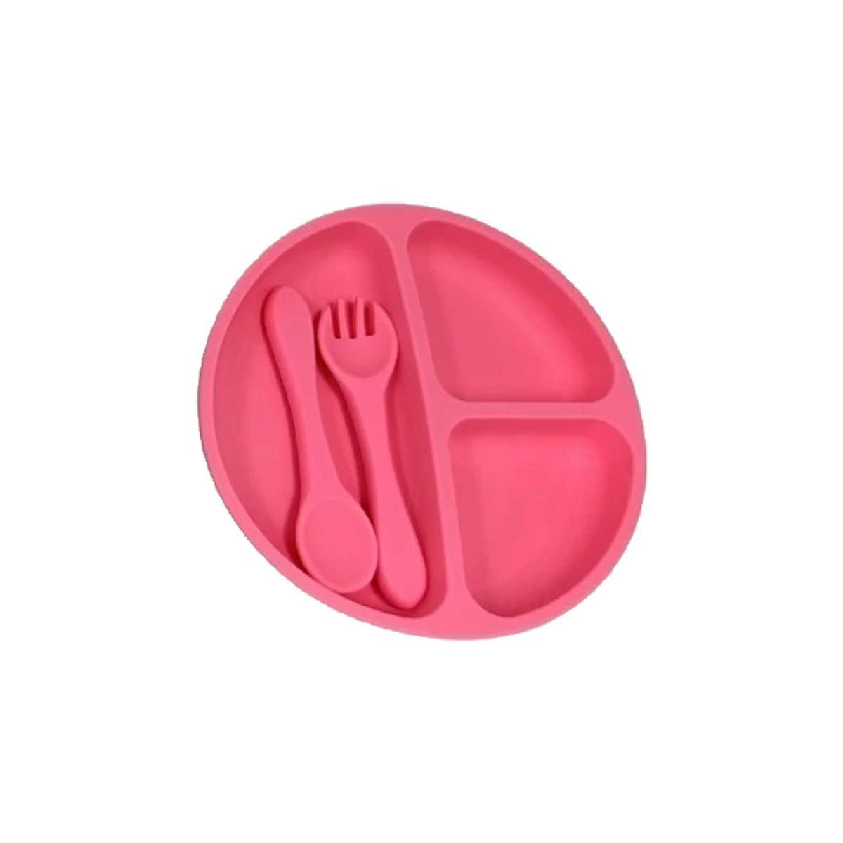 Plato De Silicona Con Sopapa Con Division Y Cubiertos