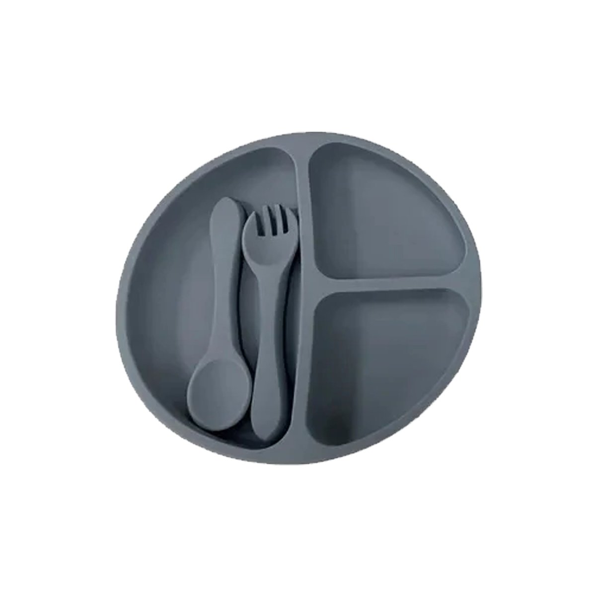 Plato De Silicona Con Sopapa Con Division Y Cubiertos