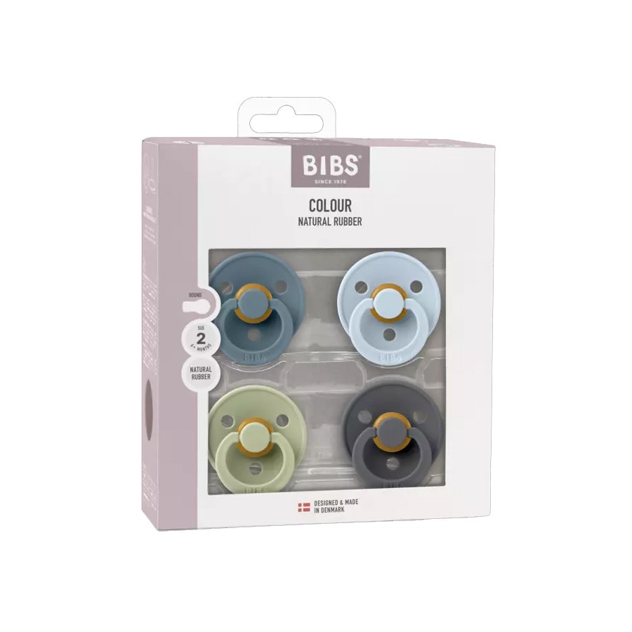 Chupetes Bibs x4 Colour Natural Rubber - Tetina De Caucho Natural - Latex - 6-18 Meses