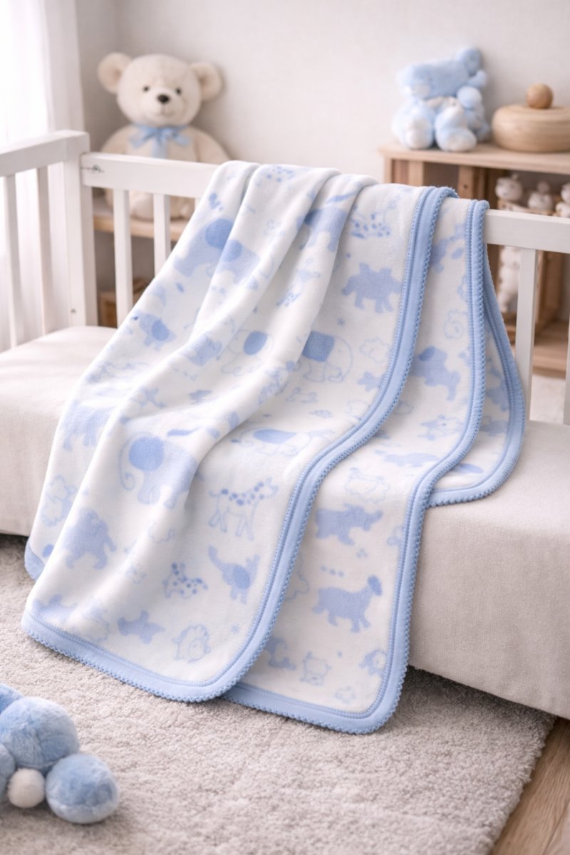 Manta Polar Estampada Con Picot