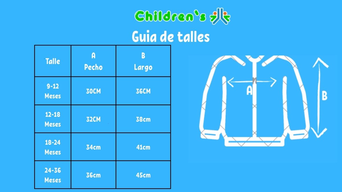 Guia de talles Buzo de Algodon Frizado Colegial Cuello Redondo