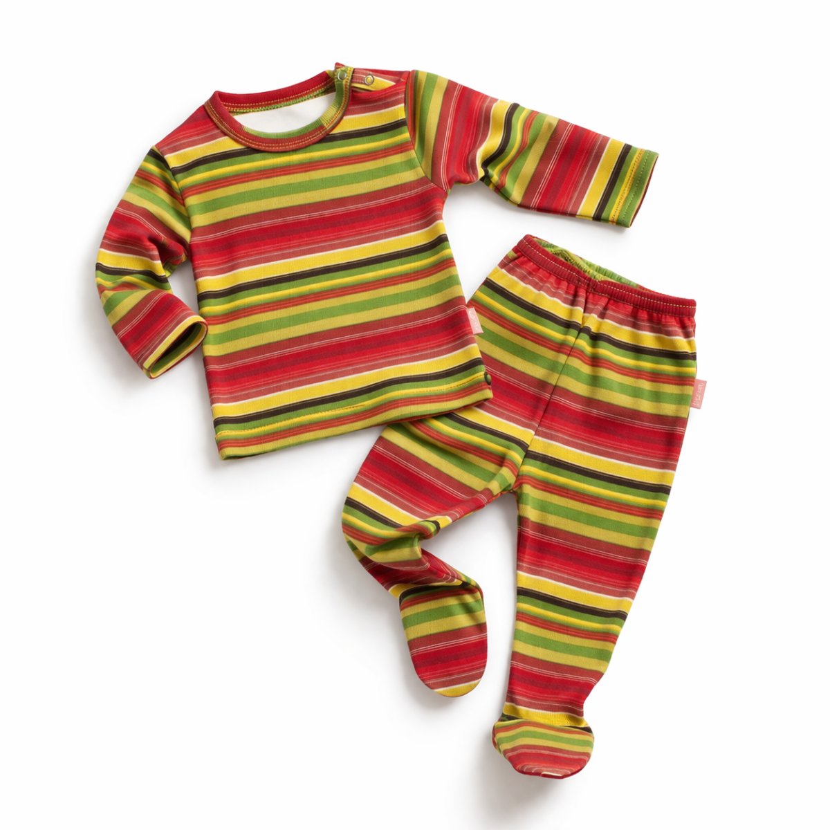 Conjunto Remera Manga Larga Pantalon Con Pie Rayado Termico